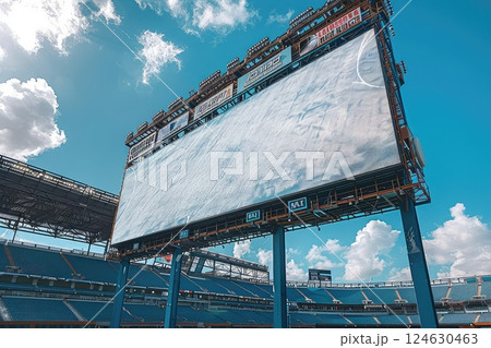 Your brand or sponsorship messages on billboard. Sports arena billboard blank bock up. 124630463
