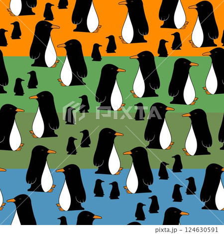 Cool penguin seamless pattern 124630591