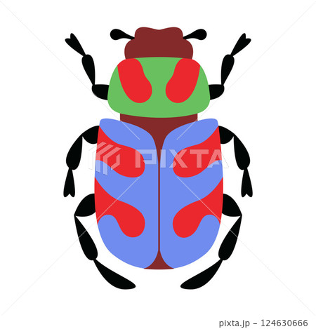Stylized beetle with a unique and colorful design. Hand drawn trendy flat style. 124630666