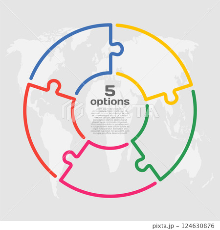 Circle diagram infographic in 5 steps or options Circle diagram infographic in 5 steps or options 124630876