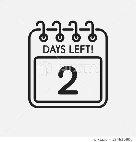 Countdown daily page calendar icon - 2 days left Countdown daily page calendar icon - 2 days left 124630906