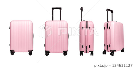 Luggage set, stylish suitcase and bag in pink color, compact and trendy design. Travel accessories, 124631127