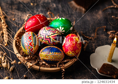 Traditional Ukrainian painting Easter eggs 124631434