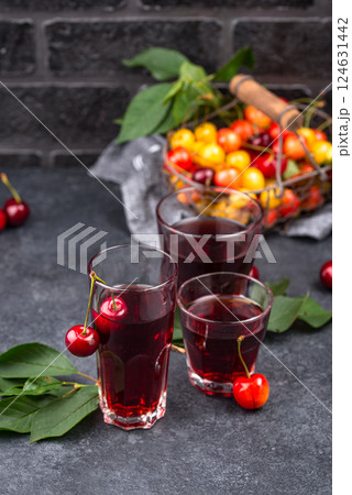 Fresh cherry juice. Summer drink Fresh cherry juice. Summer drink 124631442
