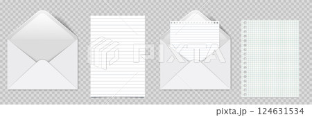 Realistic white paper envelope 124631534