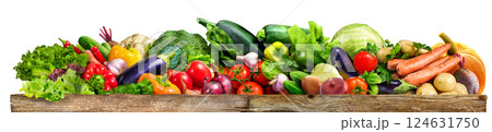 Large Assortment of Various Colorful Vegetables for layout isolated on white. 124631750