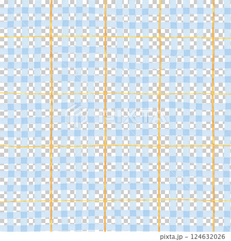 Gold Blue Plaid Gingham Check Hand Drawn Background Pattern Overlay 124632026
