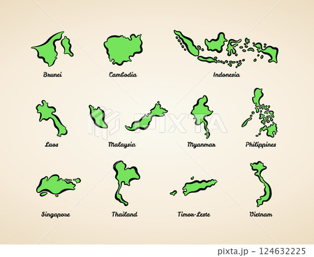 Southeast Asia - Outline Maps Southeast Asia - Outline Maps 124632225