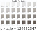 Color Palette 28 Cloud and Fog Grey Shades - 3d Light Faded White Gray to Deep Dark Black Tones - with HEX Codes and Names, Colour Swatches, Scheme and Combinations 124632347