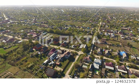 Top view of the village. The village of Poltavskaya. 124632378
