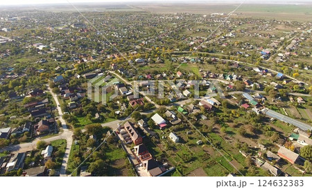 Top view of the village. The village of Poltavskaya. 124632383
