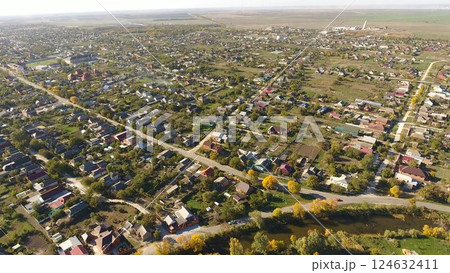 Top view of the village. The village of Poltavskaya. Top view of the village. The village of Poltavskaya. 124632411