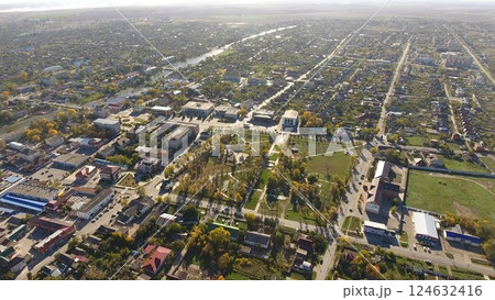 Top view of the village. The village of Poltavskaya. 124632416