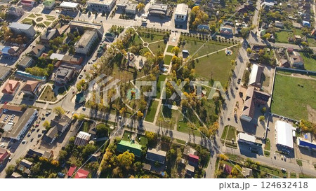 Top view of the village. The village of Poltavskaya. Top view of the village. The village of Poltavskaya. 124632418