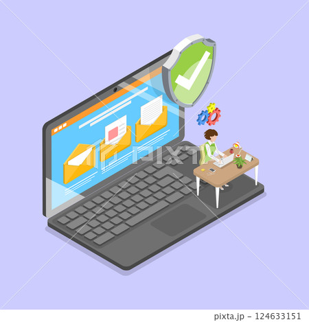 3D Isometric Flat Vector Illustration of Digital Privacy, Internet Security 124633151