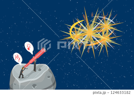 3D Isometric Flat Vector Illustration of Theory of the Big Bang , Evolution of the Universe 124633182