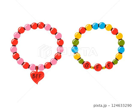 Friendship bracelet vector set. Handmade jewelry. Doodle illustration. Friendship bracelet vector set. Handmade jewelry. Doodle illustration. 124633290