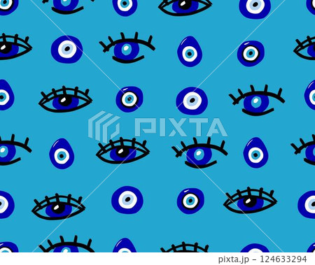 Eyes hand-drawn seamless pattern. Abstract doodle eyes. Vector illustration. Eyes hand-drawn seamless pattern. Abstract doodle eyes. Vector illustration. 124633294