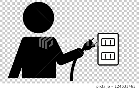 一個人拔出/插入插座的象形圖 124633463