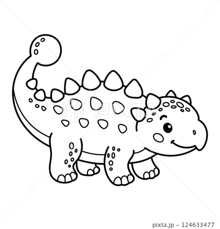 Adorable cartoon ankylosaurus dinosaur illustration perfect for coloring books and kids designs Adorable cartoon ankylosaurus dinosaur illustration perfect for coloring books and kids designs 124633477