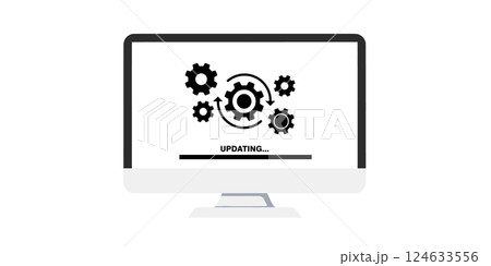 Loading process in computer screen. System software update, data upgrade, or synchronize with progress bar.  124633556