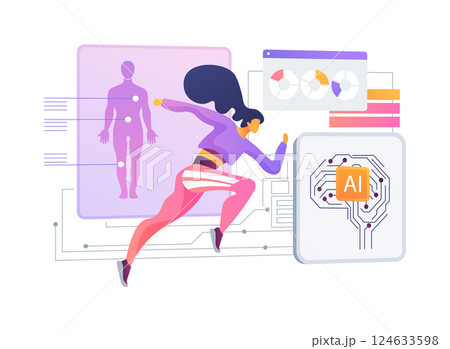 AI-Optimized Injury Prevention abstract concept vector illustration. AI-Optimized Injury Prevention abstract concept vector illustration. 124633598
