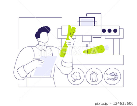 3D printing of food abstract concept vector illustration. 124633606