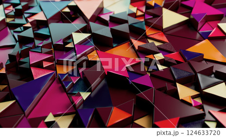 Dynamic Geometric Harmony: A Vivid Triangular Tapestry in Colorful Surfaces 124633720