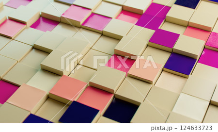 Colorful Mosaic Tile Arrangement in Beige, Pink, and Purple Shades Colorful Mosaic Tile Arrangement in Beige, Pink, and Purple Shades 124633723