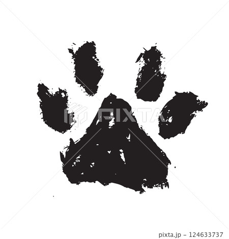 Ink Dog's Paw, Cat`s Paw, grunge style, Vector.	 124633737