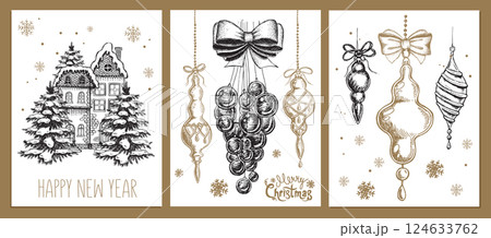 Christmas design element in doodle style. Hand drawn.	 124633762