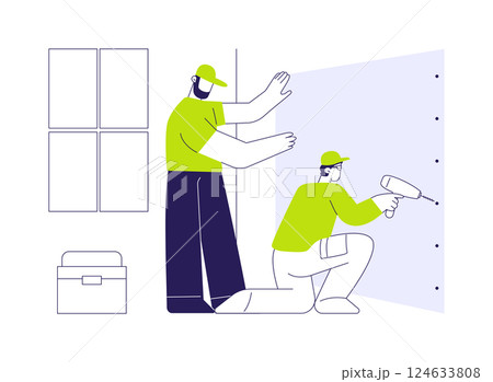 Drywall hanging abstract concept vector illustration. 124633808