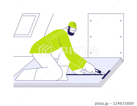 Cutting drywall abstract concept vector illustration. 124633809