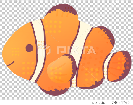 かわいいクマノミのイラスト かわいいクマノミのイラスト 124634760