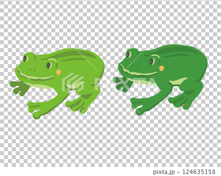 カエルの手描き風ポップなイラストセット 124635158