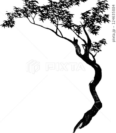 影絵ぽい木のゆる画素材 124635884
