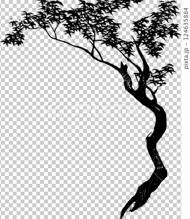 影絵ぽい木のゆる画素材 124635884