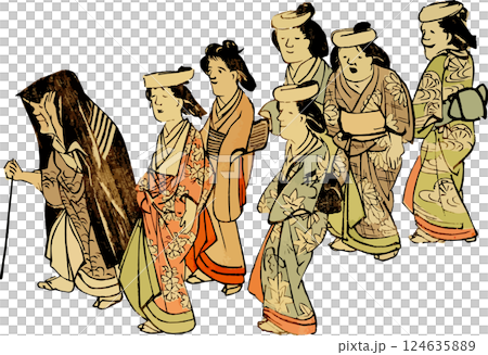 Loose illustrations of walking women 124635889