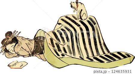 猫とお昼寝とこたつとのゆる画素材 猫とお昼寝とこたつとのゆる画素材 124635931