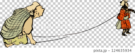 猿回しのゆる画素材 猿回しのゆる画素材 124635934