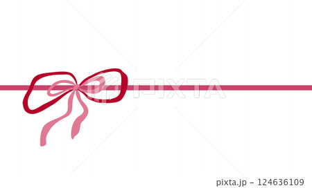 Pink ribbon bow hand drawn on banner. Decorative elements for holiday invitations and birthday cards. Vector illustration. Pink ribbon bow hand drawn on banner. Decorative elements for holiday invitations and birthday cards. Vector illustration. 124636109