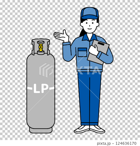 一位來自天然氣公司的女士在講解丙烷氣 124636170