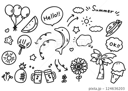 かわいい夏イラスト かわいい夏イラスト 124636203