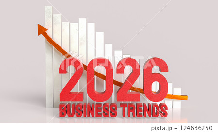 The Red business trend 2026 and chart for Business concept 3d Rendering. 124636250