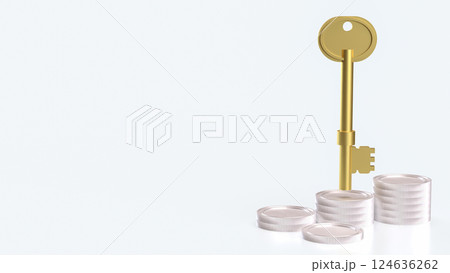 The Key and coins for Business concept 3d Rendering. 124636262