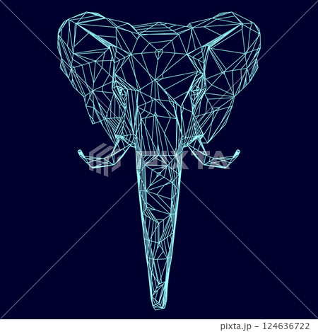 Elephant head wireframe from blue lines isolated on dark background. Vector illustration Elephant head wireframe from blue lines isolated on dark background. Vector illustration 124636722