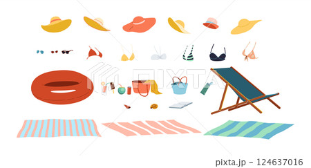 Collection of Beach Accessories and Clothing 124637016