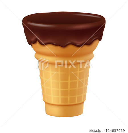 Illustration of ice cream cone with chocolate topping 124637029