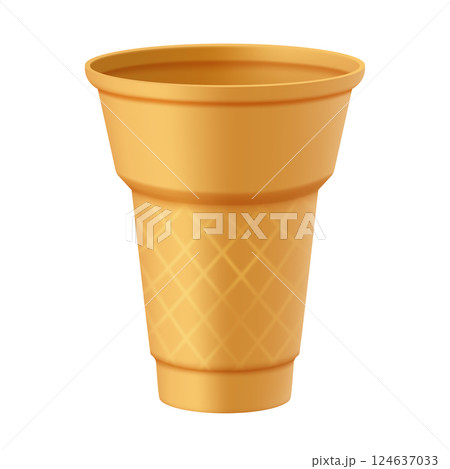Illustration of an empty waffle cone cup 124637033
