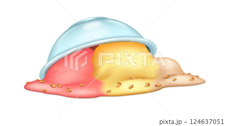 Colorful ice cream scoops with fallen bowl Colorful ice cream scoops with fallen bowl 124637051